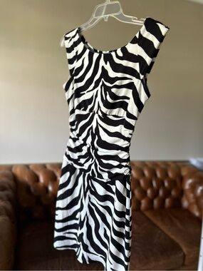 Black & White Zebra Print Sleeveless Dress